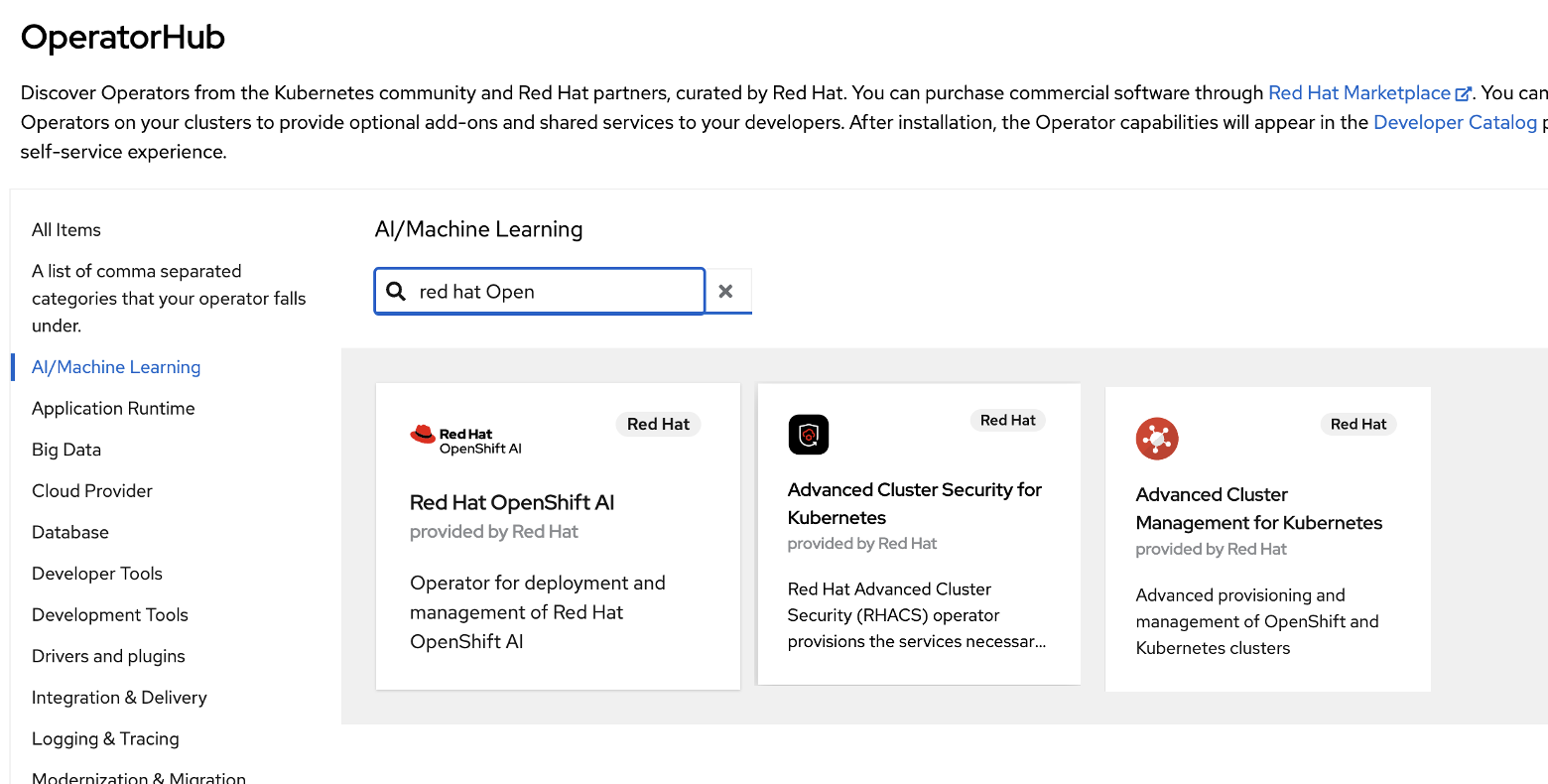 adding common add on services via the operator hub